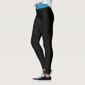 Aangepast blauw glitter Stripe Black Leggings (Links)