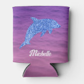 Aangepast blauw glitterdolfijnroze en Paars Blikjeskoeler (Voorkant)