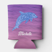 Aangepast blauw glitterdolfijnroze en Paars Blikjeskoeler (Achterkant)