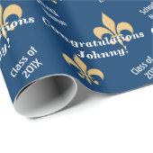Aangepast blauw goud Afstuderen Cadeaupapier (Rol Hoek)