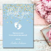 Aangepast blauw goud dankzij je Baby shower BOY Bedankkaart