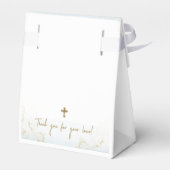 Aangepast Blauw Goud Kruis Dank u Jongen Doop Bedankdoosjes (Achterkant)