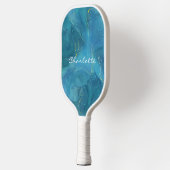 Aangepast blauw goudmarmerpatroon pickleball paddle (Links)