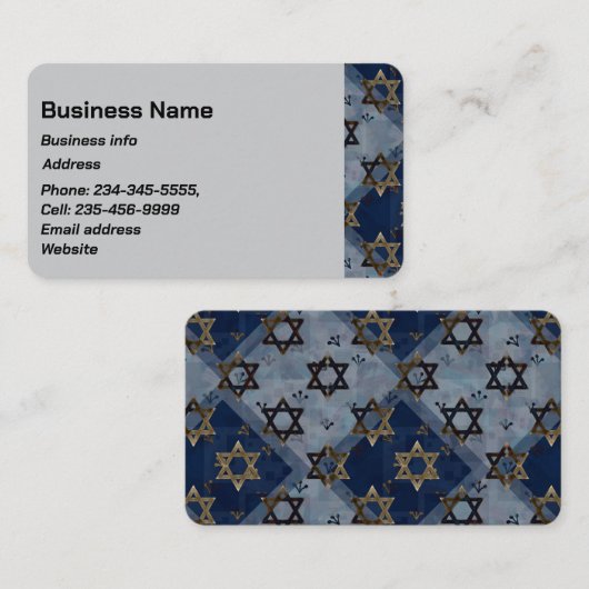 Aangepast blauw grijs goudster van David Visitekaartje (Voorkant / Achterkant)