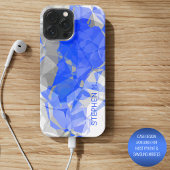 Aangepast Blauw Grijs Wit Modern Polygon Patroon Case-Mate iPhone Case