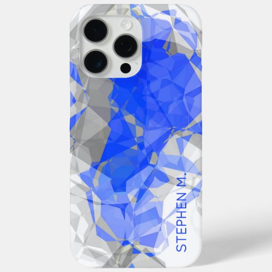 Aangepast Blauw Grijs Wit Modern Polygon Patroon Case-Mate iPhone Case (Achterkant)