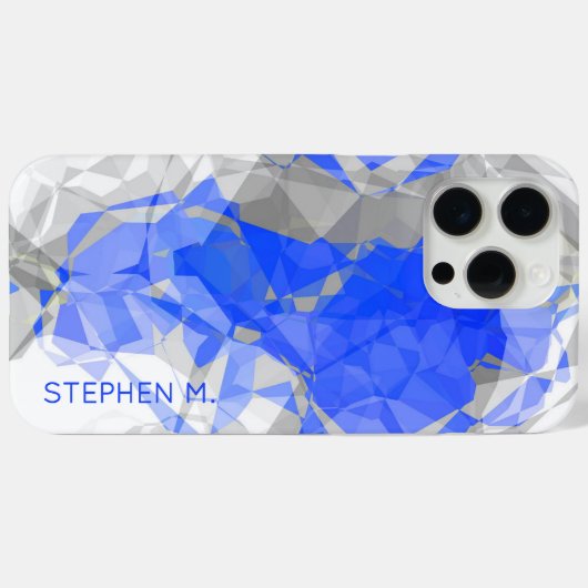 Aangepast Blauw Grijs Wit Modern Polygon Patroon Case-Mate iPhone Case (Achterkant (horizontaal))