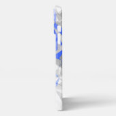 Aangepast Blauw Grijs Wit Modern Polygon Patroon iPhone Hoesje (Linkerkant)