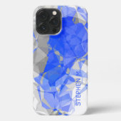 Aangepast Blauw Grijs Wit Modern Polygon Patroon iPhone Hoesje (Achterkant)