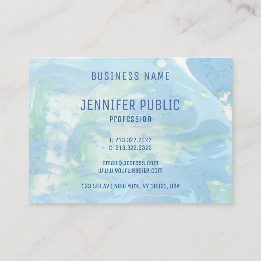 Aangepast blauw groen, modern, Abstract elegant Visitekaartje (Achterkant)