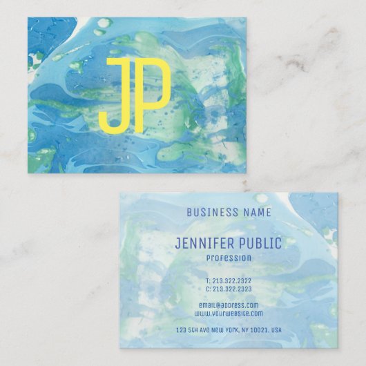 Aangepast blauw groen, modern, Abstract elegant Visitekaartje (Voorkant / Achterkant)