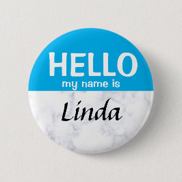 Aangepast blauw Hallo mijn naam is Sjabloon ronde  Button 5,7 Cm