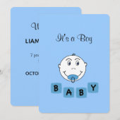 Aangepast blauw Het is een jongen Baby Aankondiging (Voorkant / Achterkant)