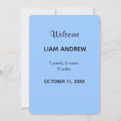 Aangepast blauw Het is een jongen Baby Aankondiging (Achterkant)