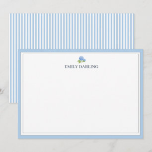 Aangepast Blauw Hortensia Logo Zeevaart Briefpapie Bedankkaart