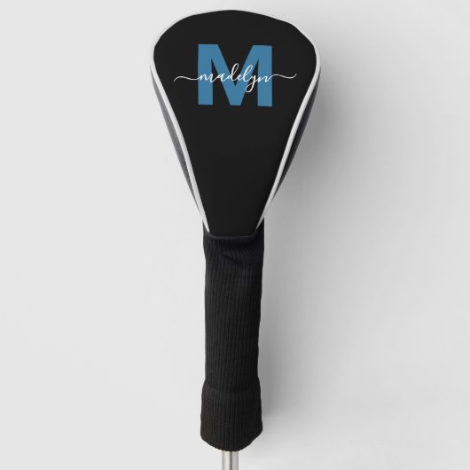Aangepast Blauw Initiaal Naam Monogram Golfheadcover (Voorkant)