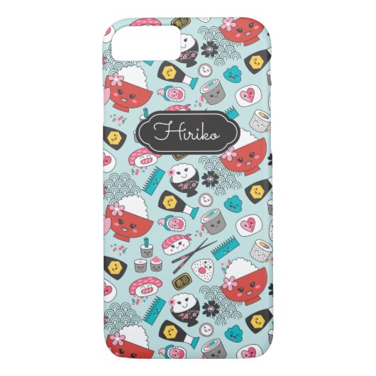 Aangepast blauw Kawaii Sushi Case-Mate iPhone Case (Achterkant)