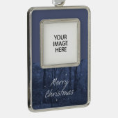 Aangepast blauw kerstversiering verzilverd omlijst ornament (Rechts)