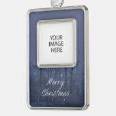 Aangepast blauw kerstversiering verzilverd omlijst ornament (Links)