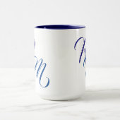 Aangepast blauw Manuscript Monogram Initiaal Cup Mok (Midden)