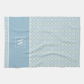 Aangepast blauw medaillonmonogram keukenhanddoek (Horizontaal)