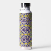 Aangepast blauw mediterraan patroongele bloesems waterfles (Rechts)