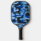 Aangepast Blauw Militair Camo Ontwerp Gepersonalis Pickleball Paddle (Voorkant)