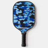 Aangepast Blauw Militair Camo Ontwerp Gepersonalis Pickleball Paddle (Achterkant)