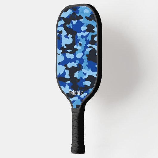 Aangepast Blauw Militair Camo Ontwerp Gepersonalis Pickleball Paddle (Links)