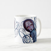 Aangepast blauw octopus modern kustmarineschip paa koffiemok (Voorkant rechts)