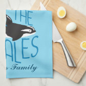 Aangepast blauw op de walvis opslaan theedoek (Quarter Fold)