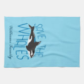 Aangepast blauw op de walvis opslaan theedoek (Horizontaal)