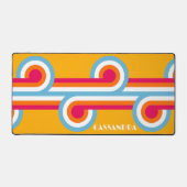 Aangepast blauw Oranje Magenta Red Retro Art Patte Bureaumat (Voorkant)