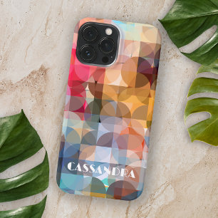 Aangepast blauw Oranje roze Paars kunstpatroon iPhone 15 Pro Max Hoesje