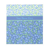 Aangepast blauw periwinkles Ditsy Floral Patronen Notitieblok (Voorkant)