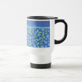 Aangepast blauw periwinkles Ditsy Floral Patronen Reisbeker