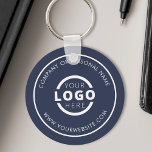Aangepast blauw promotievak met Logo Sleutelhanger<br><div class="desc">Pas dit onderzetter eenvoudig aan met uw eigen logo of aangepast afbeelding. U kunt de achtergrondkleur wijzigen om deze aan te passen aan uw logo- of bedrijfskleuren. Aangepaste sleutelhangers met uw zakelijke logo zijn handig en licht voor klanten en werknemers, terwijl u ook uw bedrijf op de markt brengt. Geen...</div>