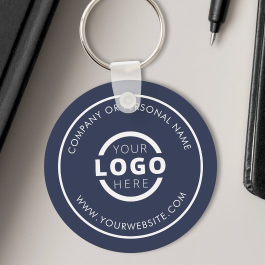 Aangepast blauw promotievak met Logo Sleutelhanger
