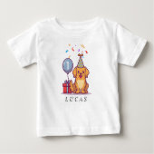 Aangepast blauw puppy t-shirt voor 1 jarig jongetj (Voorkant)