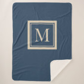 Aangepast blauw & vanille omlijst monogram sherpa deken (Voorkant)