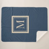 Aangepast blauw & vanille omlijst monogram sherpa deken (Voorkant (horizontaal))