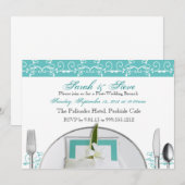 Aangepast blauw Vlaams posthuwelijk tussen Brunch  Kaart (Voorkant / Achterkant)