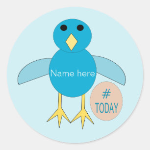Aangepast blauw vogelpekeltje ronde sticker