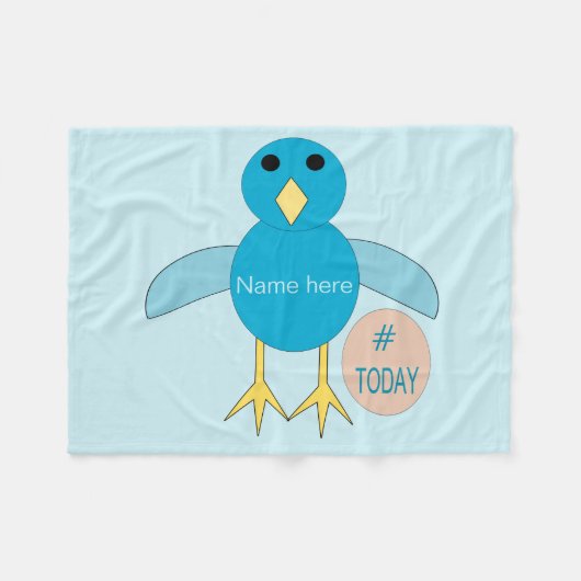 Aangepast blauw vogeltday Boy Chick Fleece Blanket (Voorkant (Horizontaal))