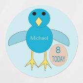 Aangepast blauw vogeltday Boy Chick Labels (Design 1)
