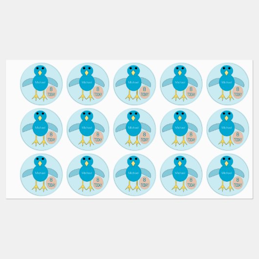 Aangepast blauw vogeltday Boy Chick Labels (Vel)