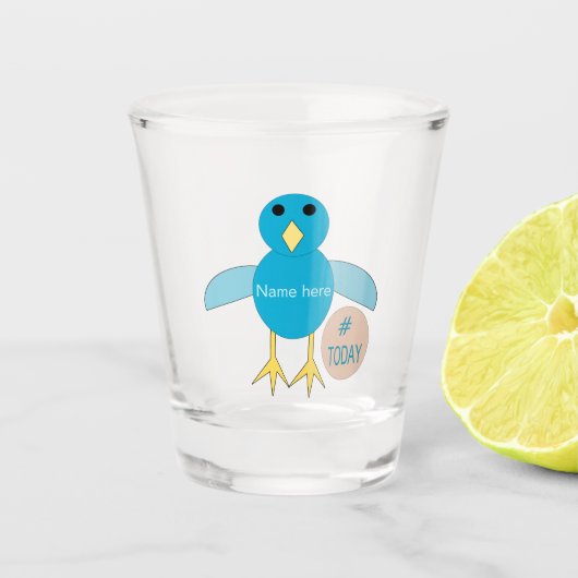 Aangepast blauw vogeltday Boy Chick Shot Glas (Voorkant)