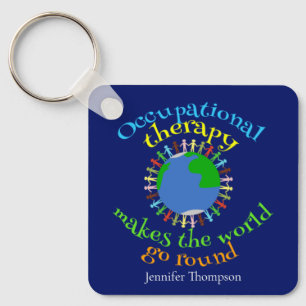 Aangepast blauw voor beroepsethandelstherapie sleutelhanger