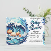 Aangepast blauw water Baby shower Kaart (Staand voorkant)