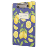 Aangepast Blauw Waterverf Citroenpatroon Klembord (Links)
